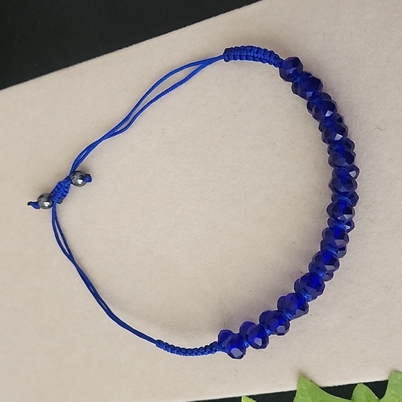 Glass Faceted Bead Satin Cord Pull Bracelet - Picture 6 of 7